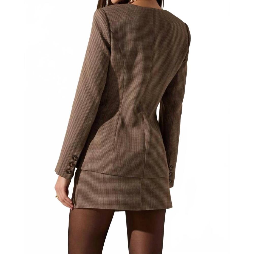 NEW ASTR bellmere jacket in brown houndstooth - Picture 3 of 7